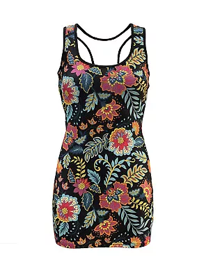 Vintage Retro Decorative Blossom Floral Leaves 50's Print Long Top Bodycon • $46.79