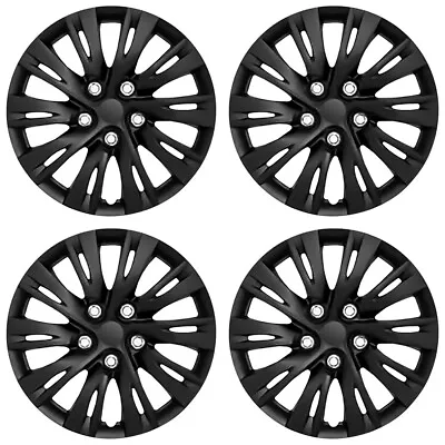 $53.95 • Buy 16  Set Of 4 Black Wheel Covers Snap On Full Hub Caps Fits R16 Tire & Steel Rim