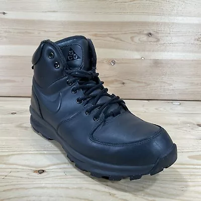 Nike ACG Manoa Leather Boots Size Mens 8 Triple Black Water Resistant 454350 003 • $40