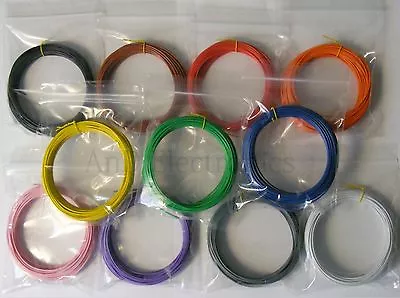 £16.30 • Buy 110m 1/0.6mm Equipment Wire Kit 11 Colours 22-23 AWG Single Solid Core WP-011818