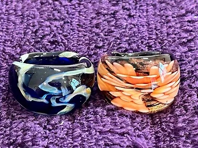 2 ~ Murano Glass Retro Large Rings - Colorful - One Size 9 & Size 7 - NICE! • $20