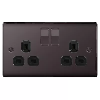 £9.99 • Buy BG Black Nickel 1 Gang Single Socket NBN21B 2 Gang Double Socket NBN22B