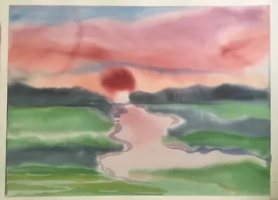 Sherry Miller Watercolor Painting Signed 1978 'Red Marsh' Lamoine Maine • $162.50