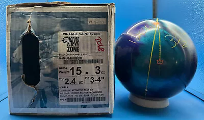 15 Lb BRUNSWICK VINTAGE VAPOR ZONE BOWLING BALL NEW IN BOX *RARE GEM* 3 1/2  PIN • $209