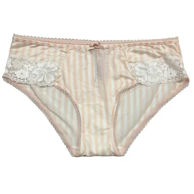 NWT VICTORIA'S SECRET Hiphugger Hipster Pantie Sz M-L-XL Pink Stripes Silky Lace • $25