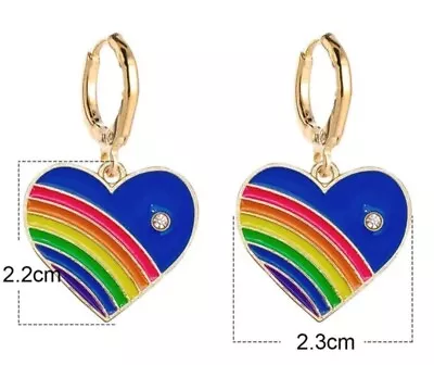 Rebel & Bee Rainbow Hearts Drop Earrings  • £4.50