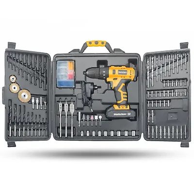 MasterSpec 92 PC Cordless Hammer Drill 18V Power Tool Kit Screw Flap Bits • $85.50