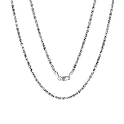 10K White Gold 2mm Diamond Cut Rope Chain Pendant Necklace Mens Women 16 - 30  • $130.98