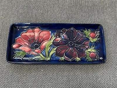 Moorcroft Pottery Anemone Pattern Trinket Dish / Pen Tray W/ Flowers Decoration • $225