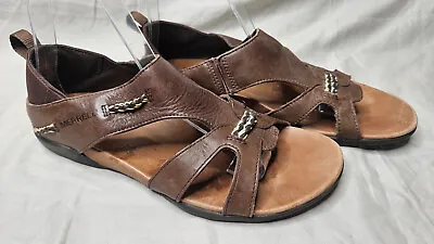 Merrell Flaxen Espresso Sandals Womens 9 Brown Leather Comfort Walking Flats • $33.96