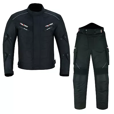 Men Motorcycle 2Peice Racing Suit Jacket Trouser Waterproof Motorbike Set Armour • £99.99