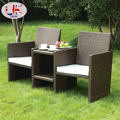 £149.90 • Buy Outdoor 2 Seater PU Rattan Chairs Patio & Garden Furniture Love Seat With Table 
