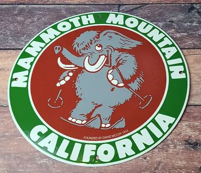 Vintage Mammoth Mountain Porcelain California Gas Service Station Pump Sign • $117