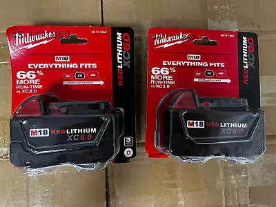 Milwaukee M18 Extended Capacity XC)6Ah REDLITHIUM Bettery 48-11-1860(2Pack) • $105