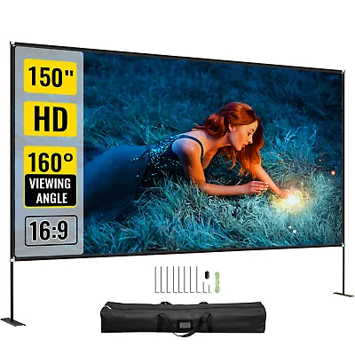 VEVOR Outdoor Movie Screen W/ Stand Portable Projector Screen 150  16:9 HD 4K • $85.99