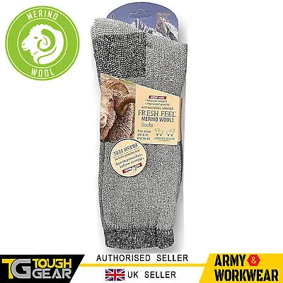 Men's Merino Wool Warm Thermal Socks Winter Outdoor Walking & Indoor Light Grey  • £3.95