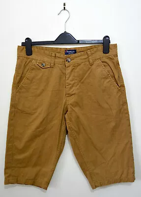 Kangol Mens Size S Small Brown 100% Cotton Cargo Denim Jeans Shorts • £10