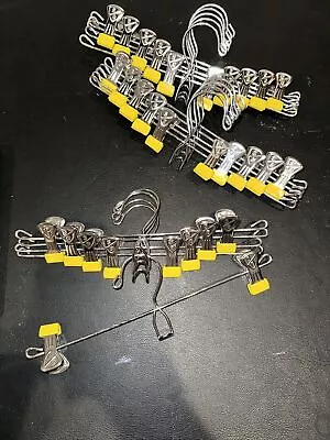 Retro S/B Lot Of 15 Metal Chrome Skirt / Pants Hangers W/ Clip 12  Silver/Yellow • $24.99