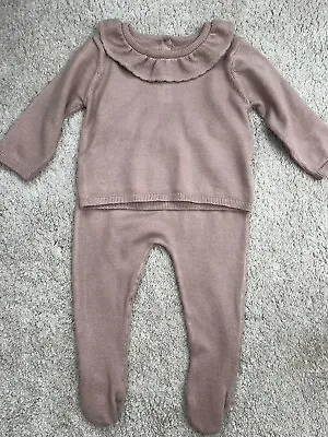 Matalan Baby Girls Knitted Outfit Jumper & Leggings Size 3-6 Months • £5