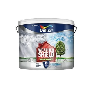 Dulux Weathershield Pure Brilliant White - Exterior Smooth Masonry Paint - 7.5L • £33.09