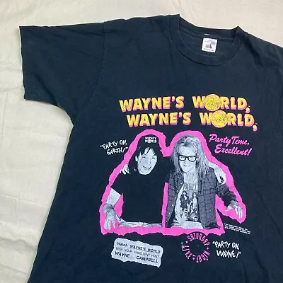 Vintage 1990s Wayne's World Tee Movie Promo T-shirt Party On Garth Rare OG • $109.05