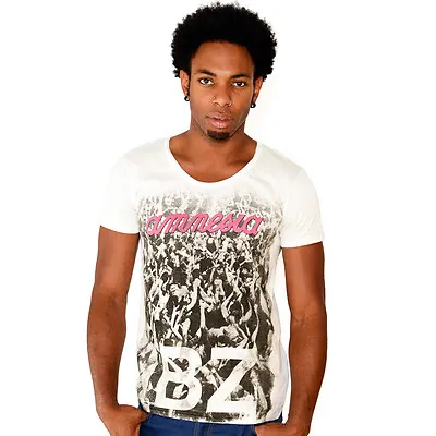 Amnesia Ibiza Nightclub Mens T-shirt Disco Party Crowd WHITE RRP £60 OFFICIAL  • $31.56