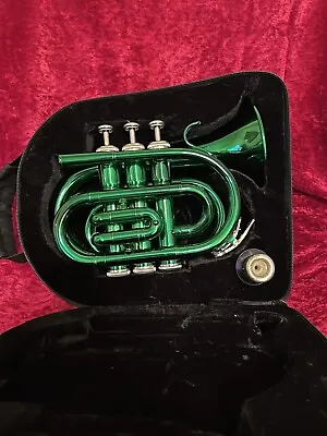 Merana Pocket Trumpet B-flat Student Pocket Trumpet Green Lacquer Brass • $189