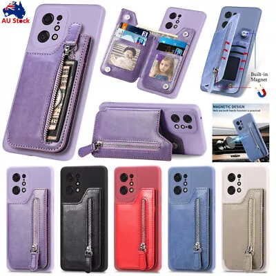 Zipper Wallet Case Leather Cover For OPPO A54 A74 A16 A17 A57 Find X5 X3 Reno8 • $13.59