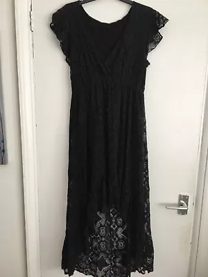 Worn Once Black Lace Effect Dress Size S/M • £15