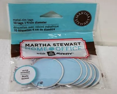 Martha Stewart Home Office BLUE Metal Rim Tags 1-9/16  Diameter NEW 20 Tags • $16.99