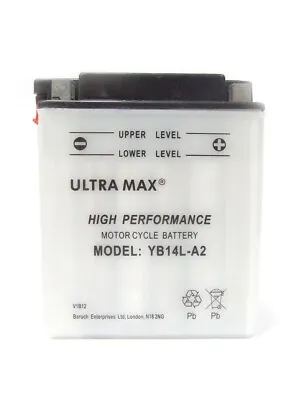 YB14L-A2 AGM Ultramax Motorcycle Battery 12V 14Ah YB14LA2 • £35.99