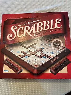 Scrabble Deluxe Turntable Edition 2001 Burgundy Wood Tiles 100% Complete Set • $26