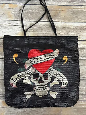 Ed Hardy By Christian Audigier  Love Kills Slowly  Sequin Black Panther Tote Bag • $34.99