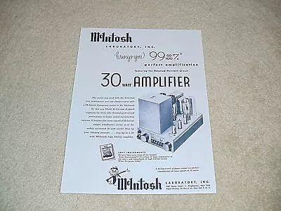 McIntosh A-116 Tube Amplifier Ad 1954 1 Pg Article • $11.81