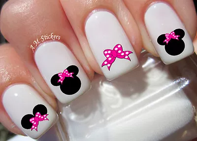 Minnie Mouse Pink Bow Nail Art Stickers Transfers Decals Set Of 66 - A1224 • $4.50