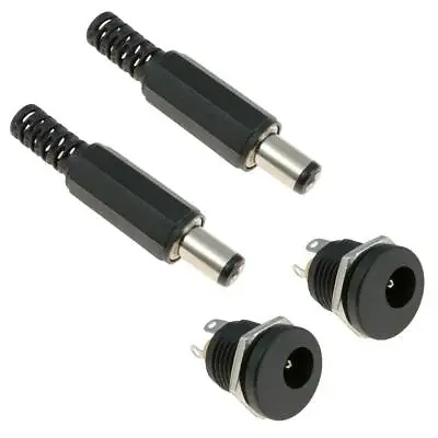 2x 2.5mm X 5.5mm Male Plug + Female Socket Panel Mount Jack DC Connector • £3.49