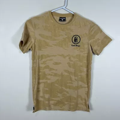 LAST KINGS Camo Brown Textured Crew Cotton Casual Tee T Shirt Mens Medium M • £15.49