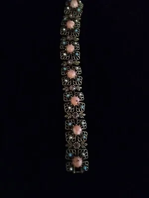 VINTAGE ART DECO   RHINESTONE Encrusted GoldTone Bracelet  • $16.88