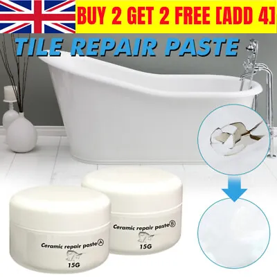 2PCS Porcelain Repair Kit Fiberglass Tub Repair Kit Shower White Tub Tile Tub UK • £5.99