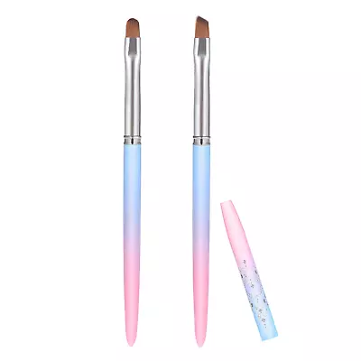 2Pcs Nail Art Clean Up Brushes Painting Brushes For Nails With Round & Angled H • $8.88