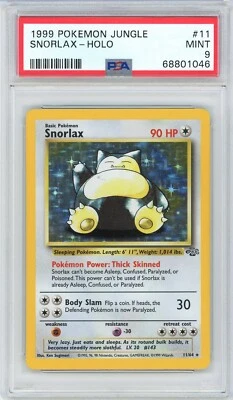 $51 • Buy 1999 Pokemon PSA 9 Snorlax Holo - 11/64 Jungle MINT