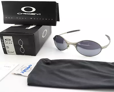 Oakley Sunglasses Model E-Wire 2.0 Light Matt Black Iridium UV3 Oval Vintage Sun • $463.47