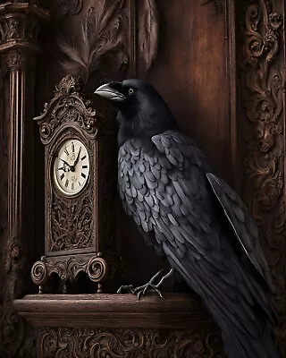 Victorian Raven Art Print Wall Hanging Picture Photo Photograph • $6.99