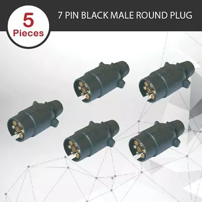 5 X TRAILER PLUG 7 PIN ROUND PLUG MALE PLASTIC CARAVAN TRAILER PART • $22.95