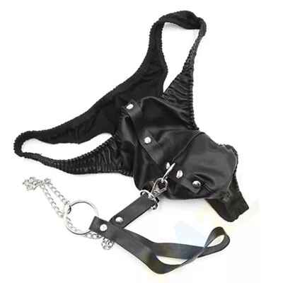 Male Chastity Belt Pants With Drag Chain Harness Bondage Restraint Underwear New • £11.46