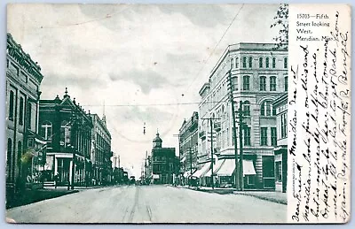 Postcard MS Meridian Mississippi 5th Street Looking West Businesses UDB MS22 • $9.99