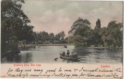 Two Vintage Colour Postcards  Finsbury Park The Avenue & The Lake Posted 1905 • £2.80