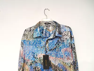 NEW WULFUL Men's Shirt Size XL Foil Shimmer Paisley Ombre Multicolor Top • $11.99