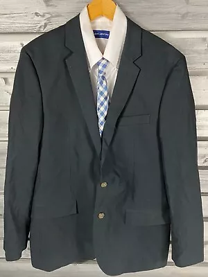 J Crew Thompson Black Two Button Blazer Jacket Mens 42 L  100% Cotton • $20.09