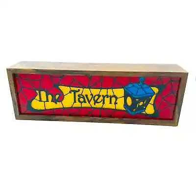 Vintage 1970s The Tavern Light Up Bar Sign Display Stain Glass Style Man Cave • $146.99